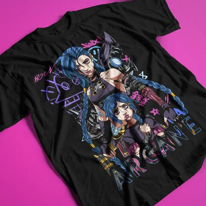 Jinx Arcane T-Shirt, Gaming Shirt, Moba Game Shirt, Gamer Tee, Game Lover Shirt, Gaming Legend Apparel Gift Hoodie,...