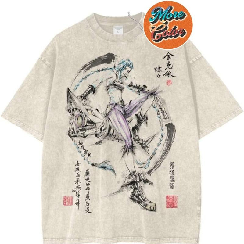 Jinx League of Legends LoL Game Anime Vintage Shirts, Cotton Unisex T-Shirt, Crew Neck, Size S- 3XL, Menswear Top,...