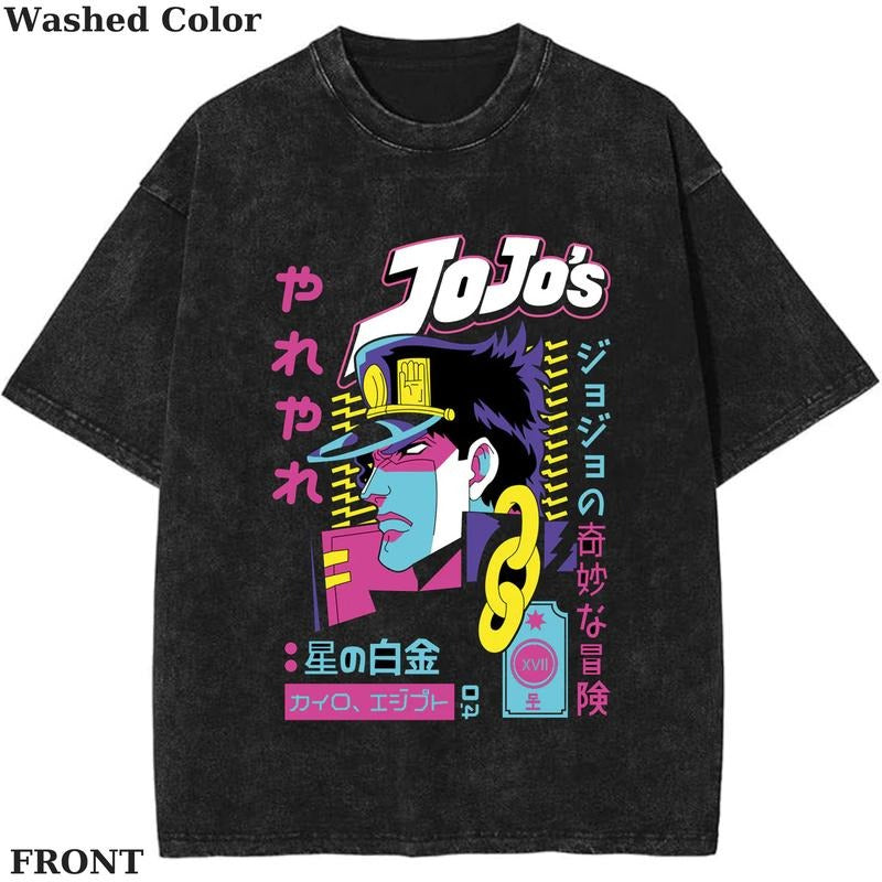JoJo's Bizarre Adventure Vintage Graphic Tee, Anime Shirt, vintage clothing, Womenswear Cotton Top Streetwear Shortsleeve...