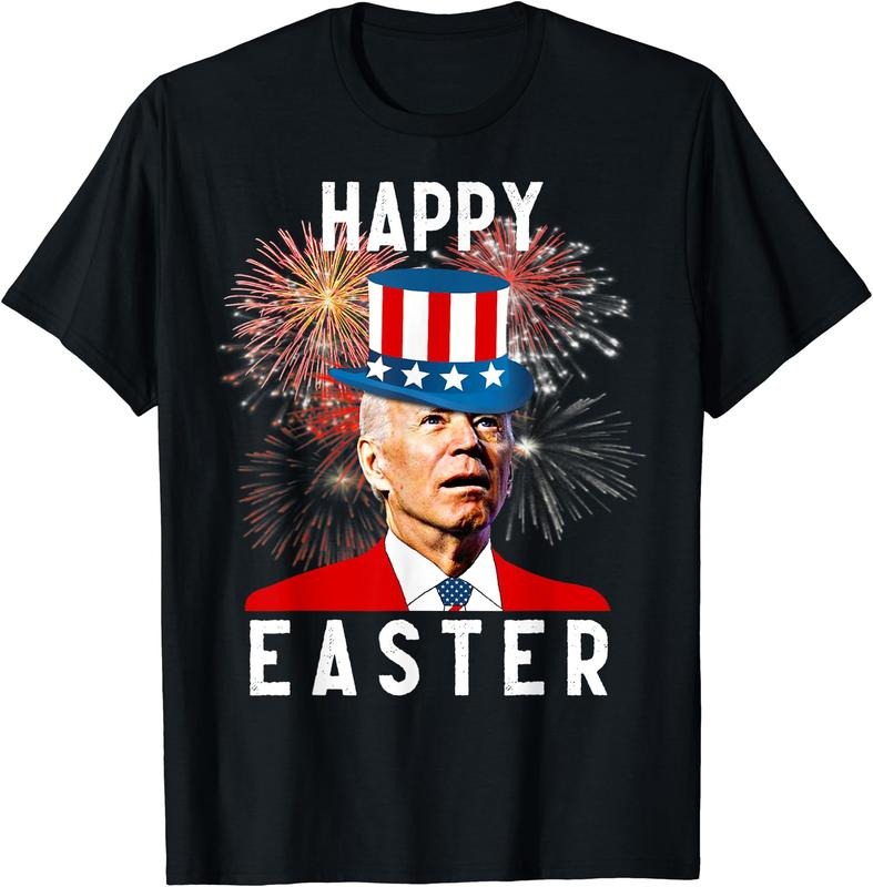 Joe Biden Happy Easter Funny 4th July Cotton Short Sleeve T-Shirts, Hoodie, Sweatshirt