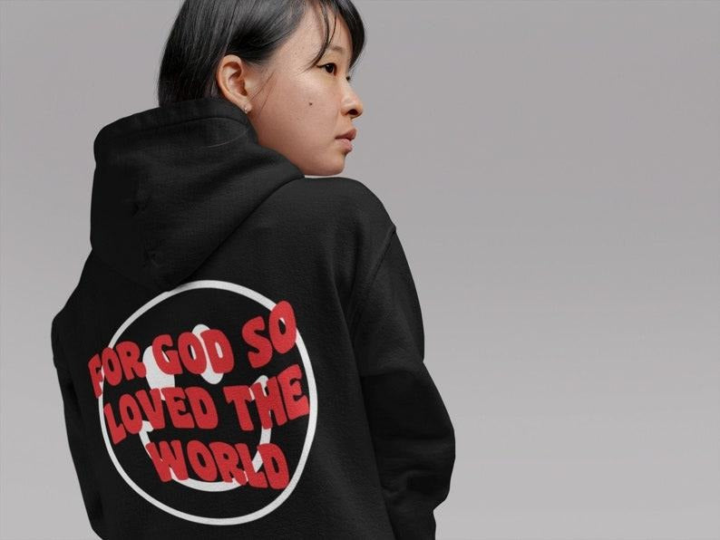 John 3:16 Hoodie Christian Apparel Oversized Hoodie Aesthetic Clothing Faith Christian Sweatshirt Christian Hoodie...
