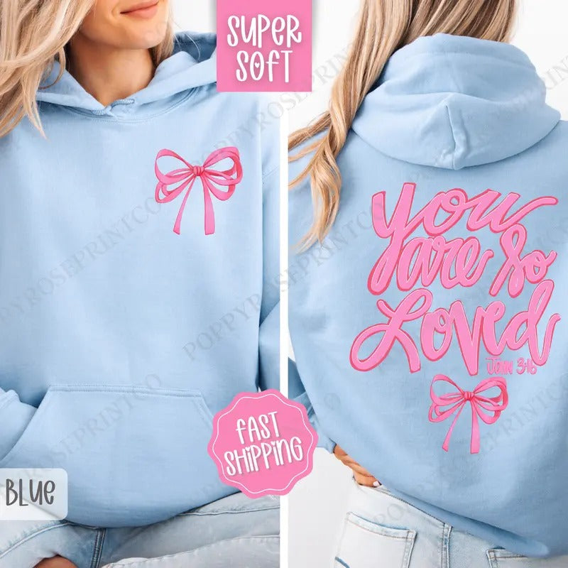 John 3:16 Religious Hooded Coquette Bow T-Shirts, Hoodie, Sweatshirt