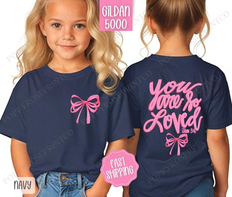 John 3:16 Kids Shirt, Coquette Bow Children's Shirt, Religious Youth Tee Gildan Hoodie, Sweatshirt | HypeDripTees.com