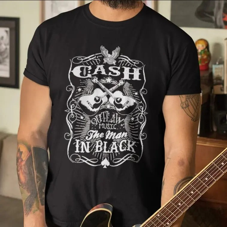 Johnny Cash T-Shirt, The Man in Black Shirt Hoodie, Sweatshirt | HypeDripTees.com