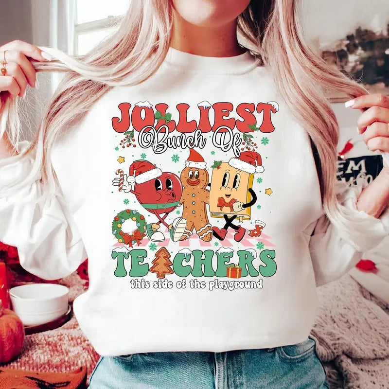 Jolliest Bunch Of Teachers This Side Of The Playground Shirt Teacher Christmas Shirt Teacher Xmas Gift Teacher Life Shirt...