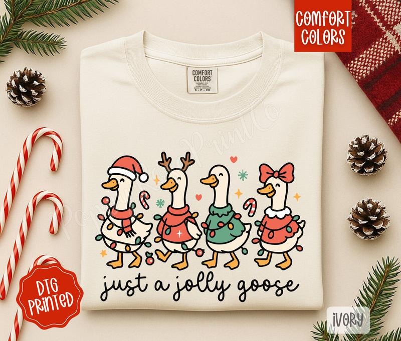 Jolly Goose Shirt Comfort Colors, Trendy Women's Christmas Tshirt Hoodie, Sweatshirt | HypeDripTees.com