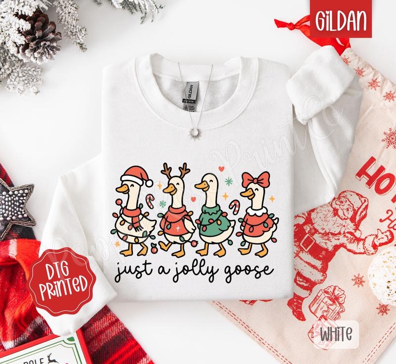 Jolly Goose Sweatshirt, Trendy Women's Christmas Crewneck T-Shirts, Hoodie | HypeDripTees.com