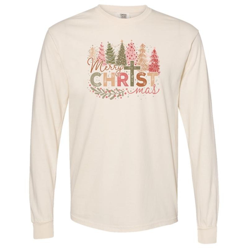 Jolly Merry CHRISTmas Long Sleeve Comfort Colors T-Shirt 'NLB' Hoodie, Sweatshirt | HypeDripTees.com