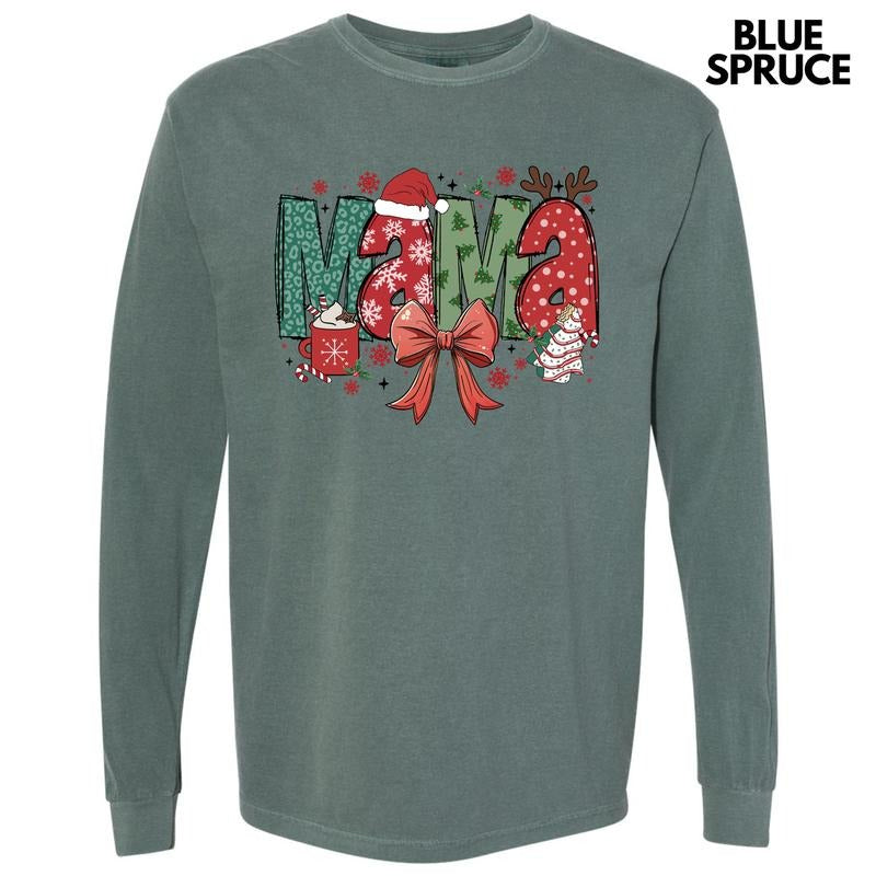 Jolly Season Mama Long Sleeve Comfort Colors T-Shirt 'NLB' Hoodie, Sweatshirt | HypeDripTees.com
