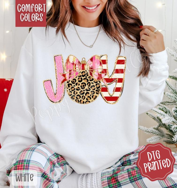 Joy Comfort Colors Sweatshirt, Trendy Women's Christmas Crewneck T-Shirts, Hoodie | HypeDripTees.com