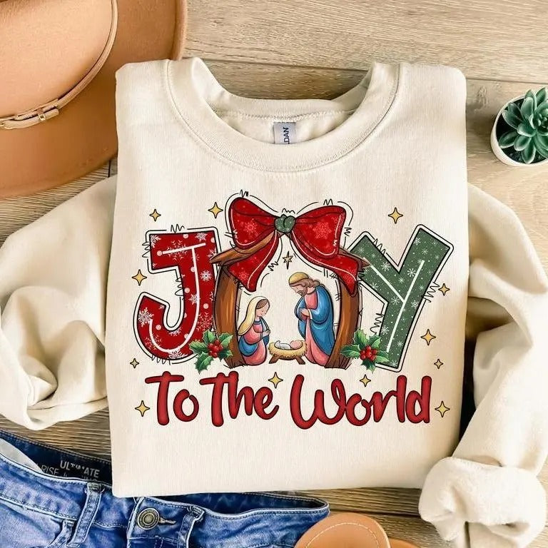 Joy To The World Christian Christmas Sweatshirt, Hoodie, T