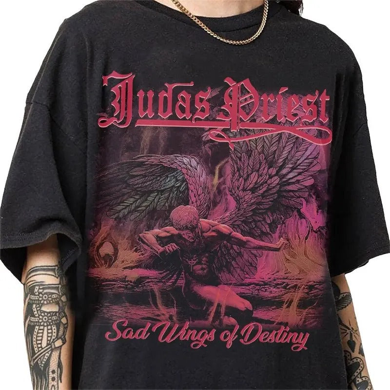 Judas Priest 90s Vintage Bootleg Style T-Shirt, Classic Retro Graphic Unisex Tee Gift For Men and Women Hoodie, Sweatshirt
