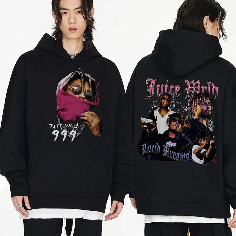 Juice Wrld Two Sided Hoodie, Juice Wrld Goodbye & Good Riddance Album 90s Rap Music Hoodie, Juice Wrld Merch, Rap Vintage...