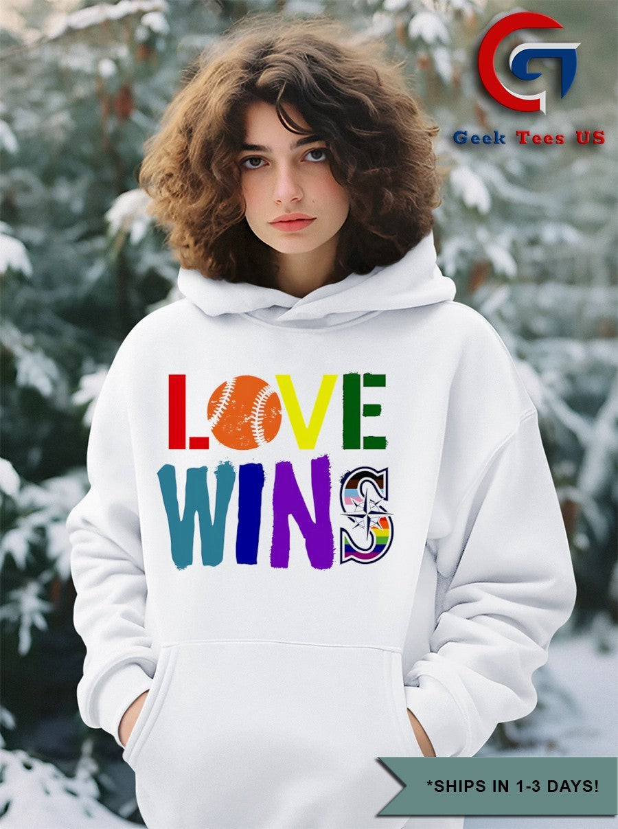 Julio Rodríguez wearing Love Wins Seattle Mariners Pride Month LGBTQ shirt