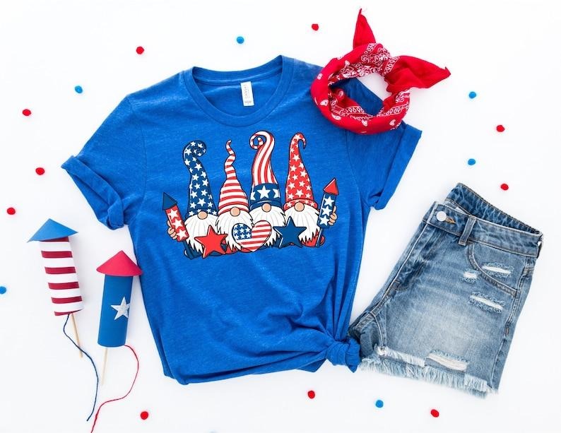 July 4th Gnome Shirt, Fourth of July Shirt, Patriotic Shirt, Independence Day, USA Shirt, Red White and Blue Hoodie,...