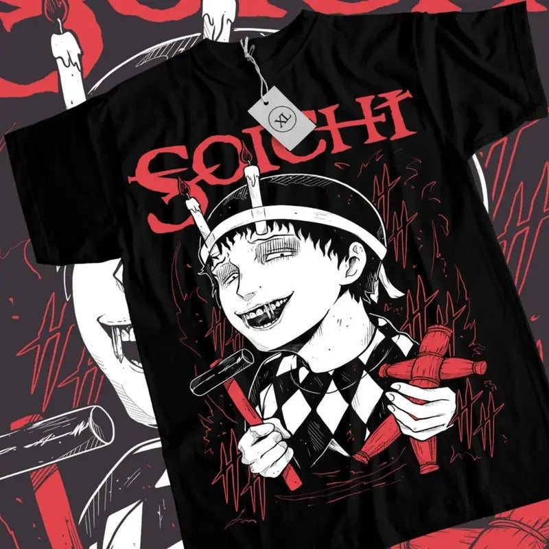 Junji Ito Souichi T-Shirt & Sweatshirt, Horror Japan Guro Graphic Tee, Anime Manga Lover Gifts shirts guy Ball Cotton Hoodie