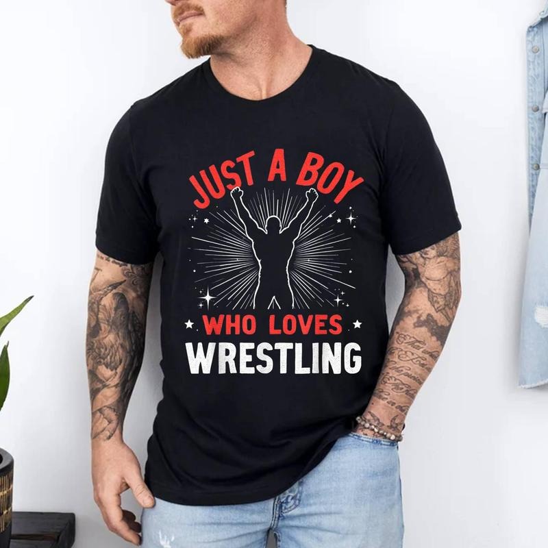 Just Boy Who Loves Wrestling & Wrestler Boy Cotton Top Menswear T-Shirts, Hoodie, Sweatshirt