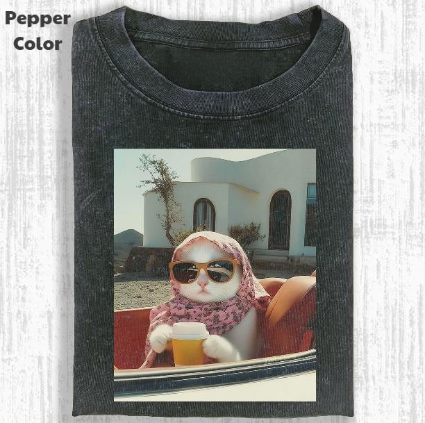 Just A Chill Girl Vintage Graphic Tee, Elegant Cat T-Shirt, Animal Shirt, Unisex Meme Cringe Funny Shirt, Menswear...