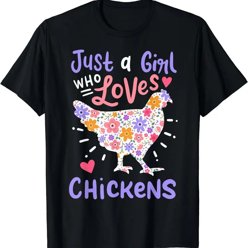 Just A Girl Who Loves Chickens Chicken Hen Love Cute T-Shirt | Unisex Cotton Tee Gifts Hoodie, Sweatshirt | HypeDripTees.com
