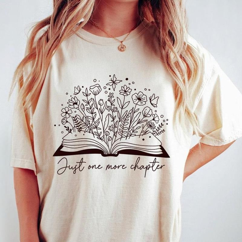 Just One More Chapter Shirt, Book Lover Comfort Tee, Reading T-Shirt, Librarian Shirt, Teacher Shirt, Minimalist Book...