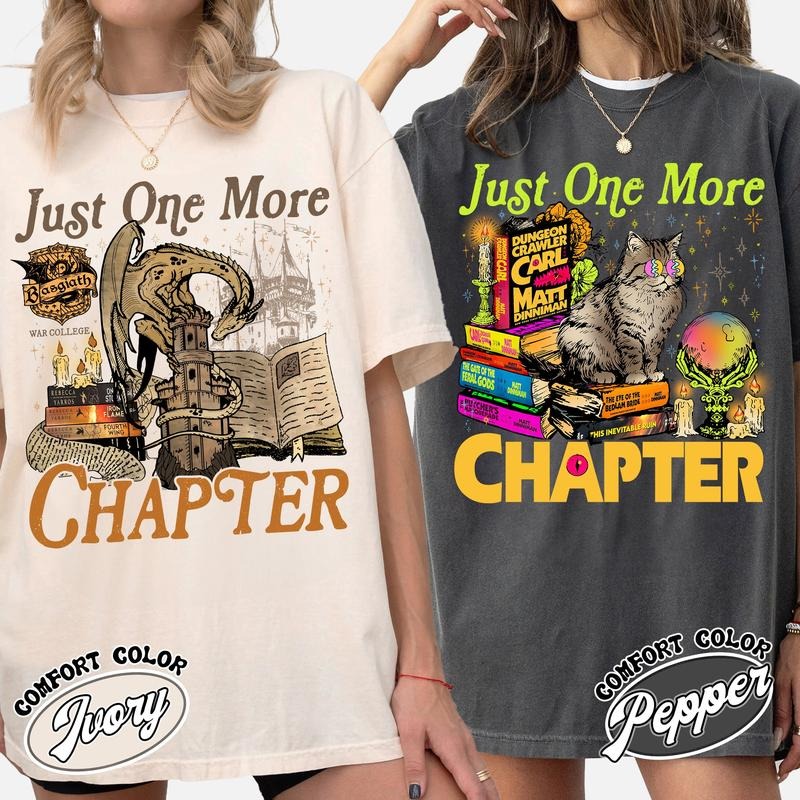 Just One More Chapter New Achievement Shirt Dungeon Crawler Carl Shirt Fourth Wing Shirt Bookish Shirt Book Lovers Fabric Fit T-Shirts, Hoodie, Sweatshirt