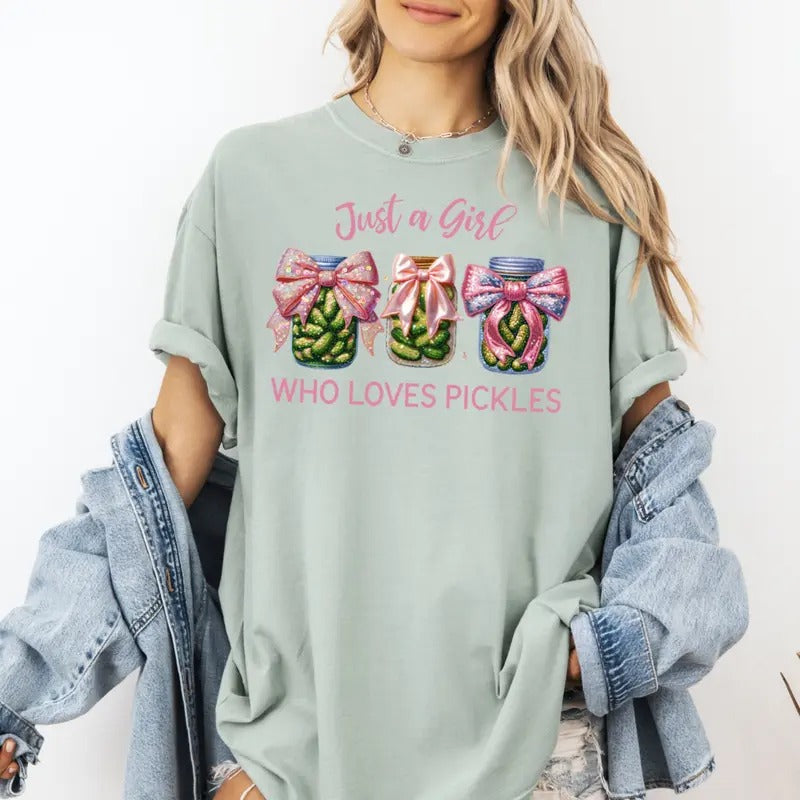 Just a Girl who Loves Pickles Unisex Comfortable Relaxed Fit Tshirt Hoodie, Sweatshirt | HypeDripTees.com