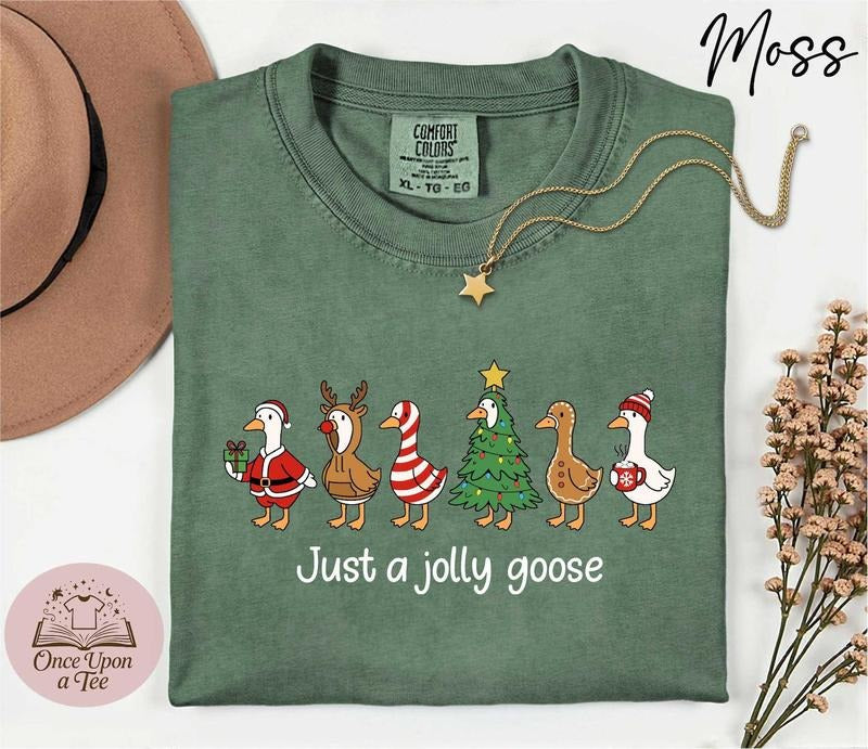 Just a Jolly Goose Christmas T-Shirt, Funny Santa Tee, Christmas Just A Jolly Goose Shirt, Xmas Jolly Goose T-Shirt...