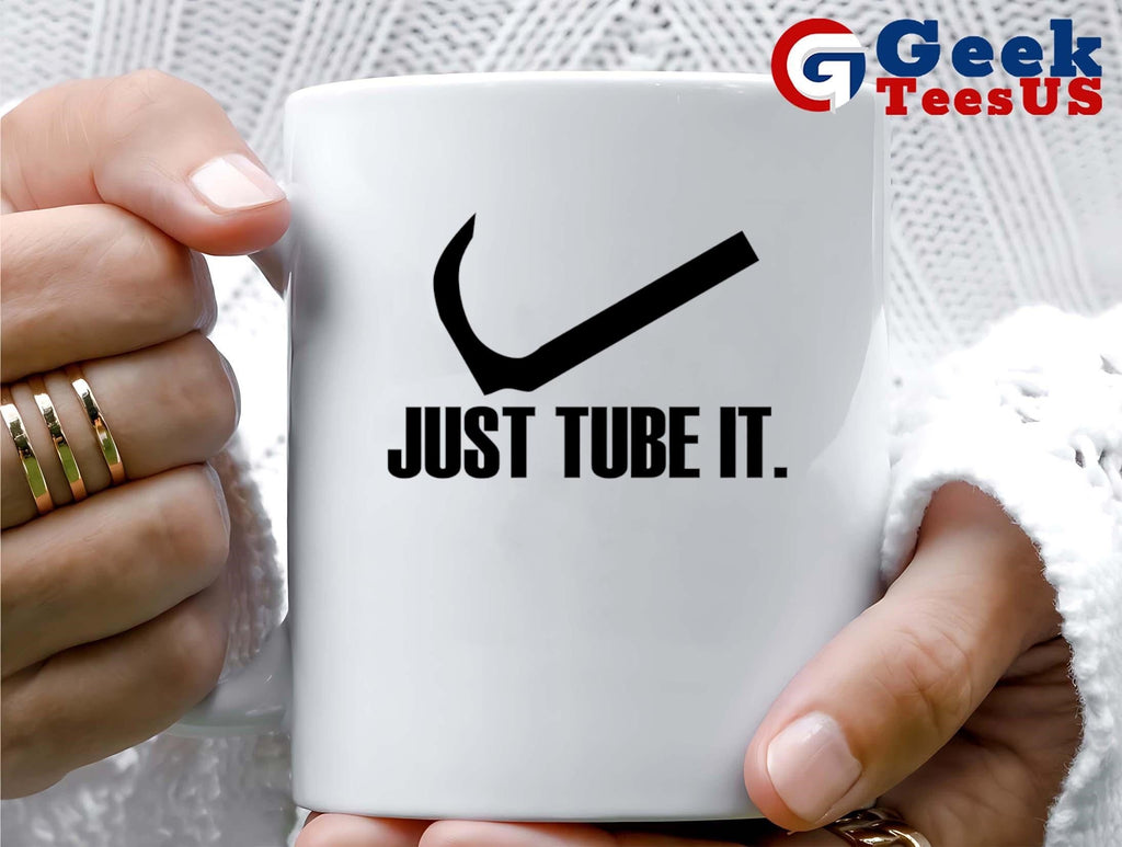 Just tube it parody logo shirt