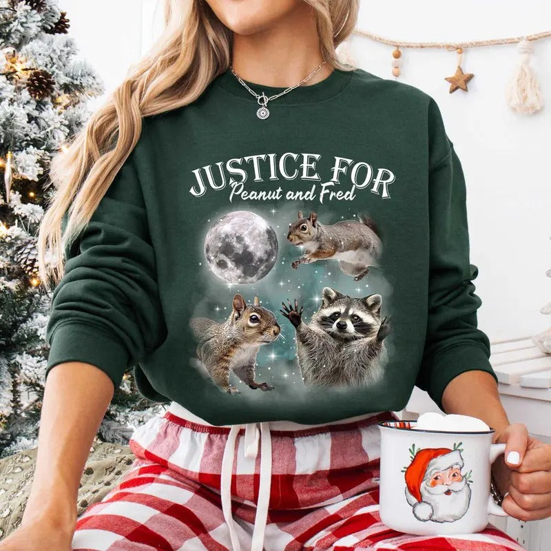 Justice for Peanut And Fred the Squirrel Sweatshirt, Peanut Support Shirt, Activist Graphic Shirt, Wildlife Lover, Animal...