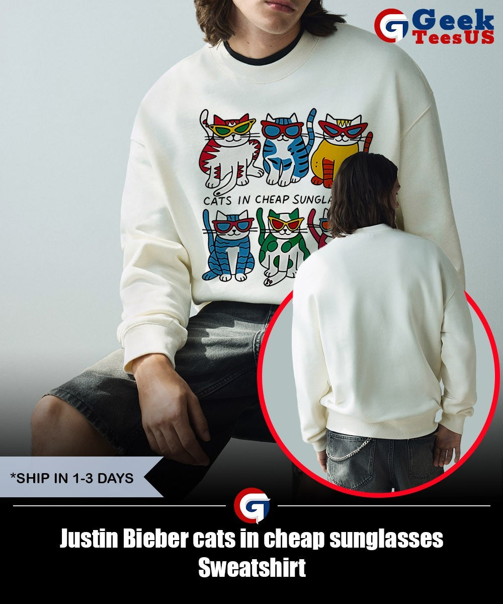 Justin Bieber cats in cheap sunglasses shirt