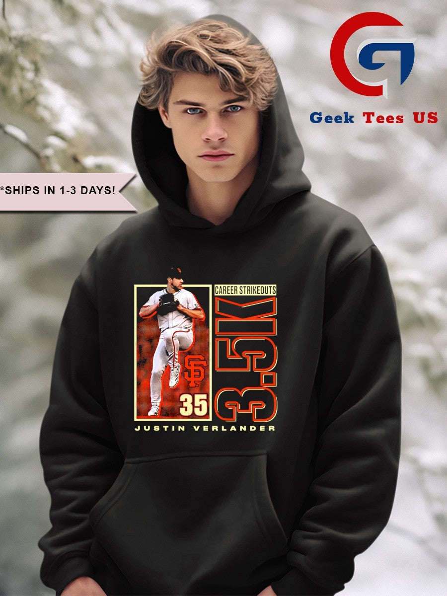 Justin Verlander San Francisco Giants MLB 3500 career strikeouts shirt