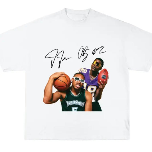 Justinn Jefferson X Anthonyy Edwards T-Shirt, Sweatshirt Vintage Funny Graphic Tee, Short Sleeve, Fan Gift Menswear Top, Womenswear Top Streetwear