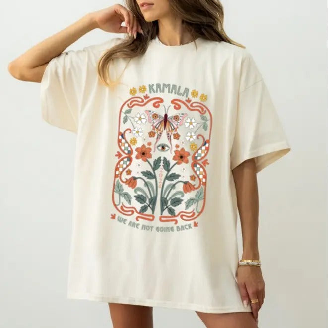 Kamala Harris Shirt, Kamala We Are Not Going Back, Floral Kamala Shirt, Vintage Boho Butterfly Shirt, Kamala Democrats...