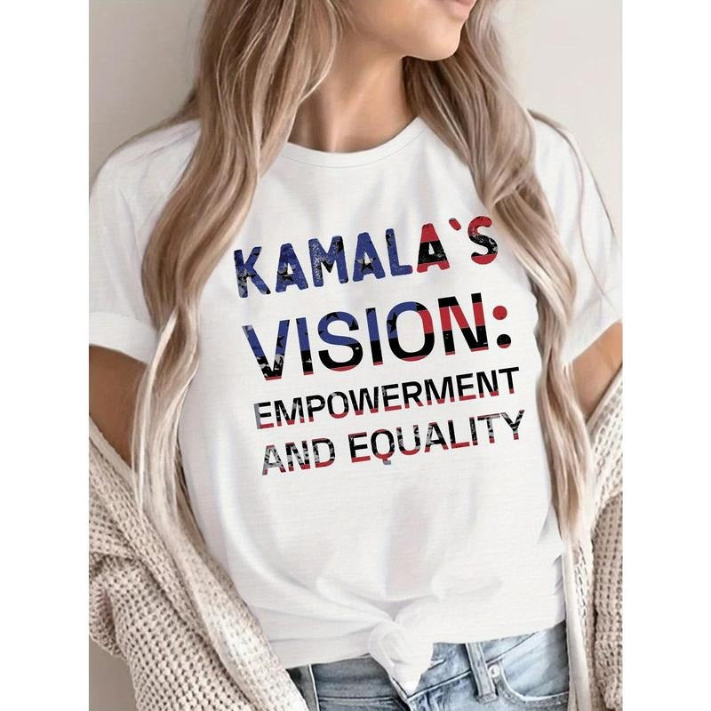 Kamala's Vision: Empowering Equality Women's T-Shirt - 100%, Crew Neck, Short Sleeve, Smooth Knit Fabric, Elegant...