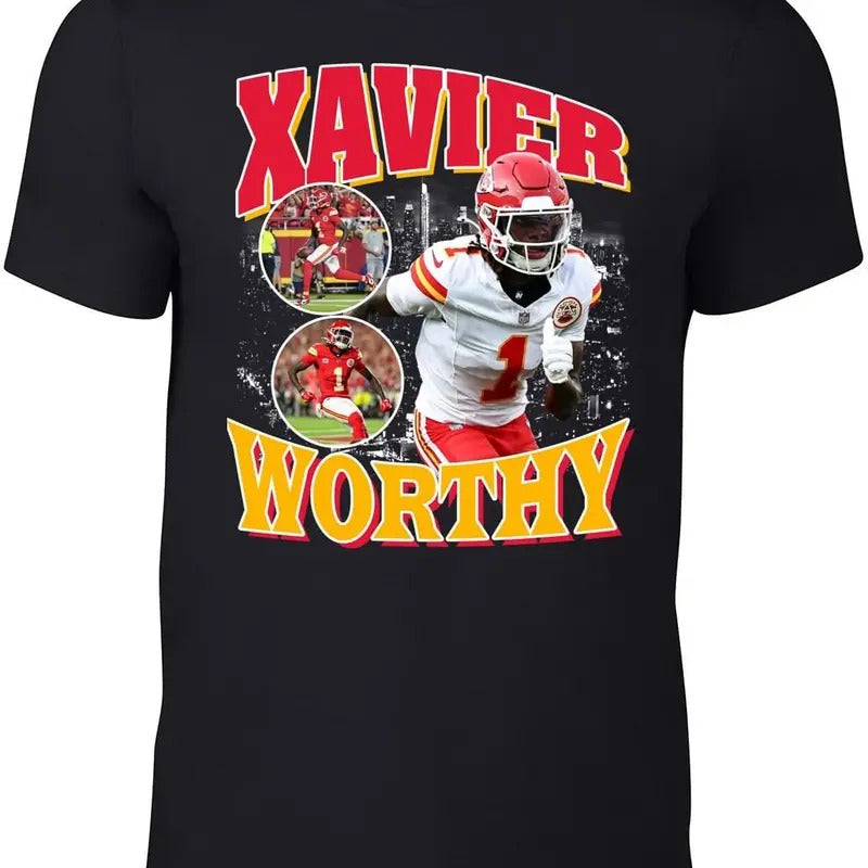 Kansas City Xavier Worthy Bootleg Style T-Shirt Hoodie, Sweatshirt | HypeDripTees.com