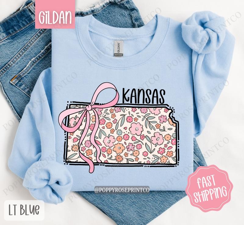 Kansas Floral Sweatshirt, Cute Kansas Sweatshirt, Kansas State Sweatshirt T-Shirts, Hoodie | HypeDripTees.com