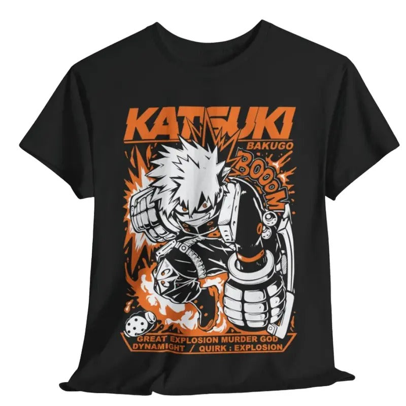 Katsuki Bakugo T-Shirt, Anime Shirt, My Hero Academia Shirt, Fire Style, Graphic Anime Tee Hoodie, Sweatshirt