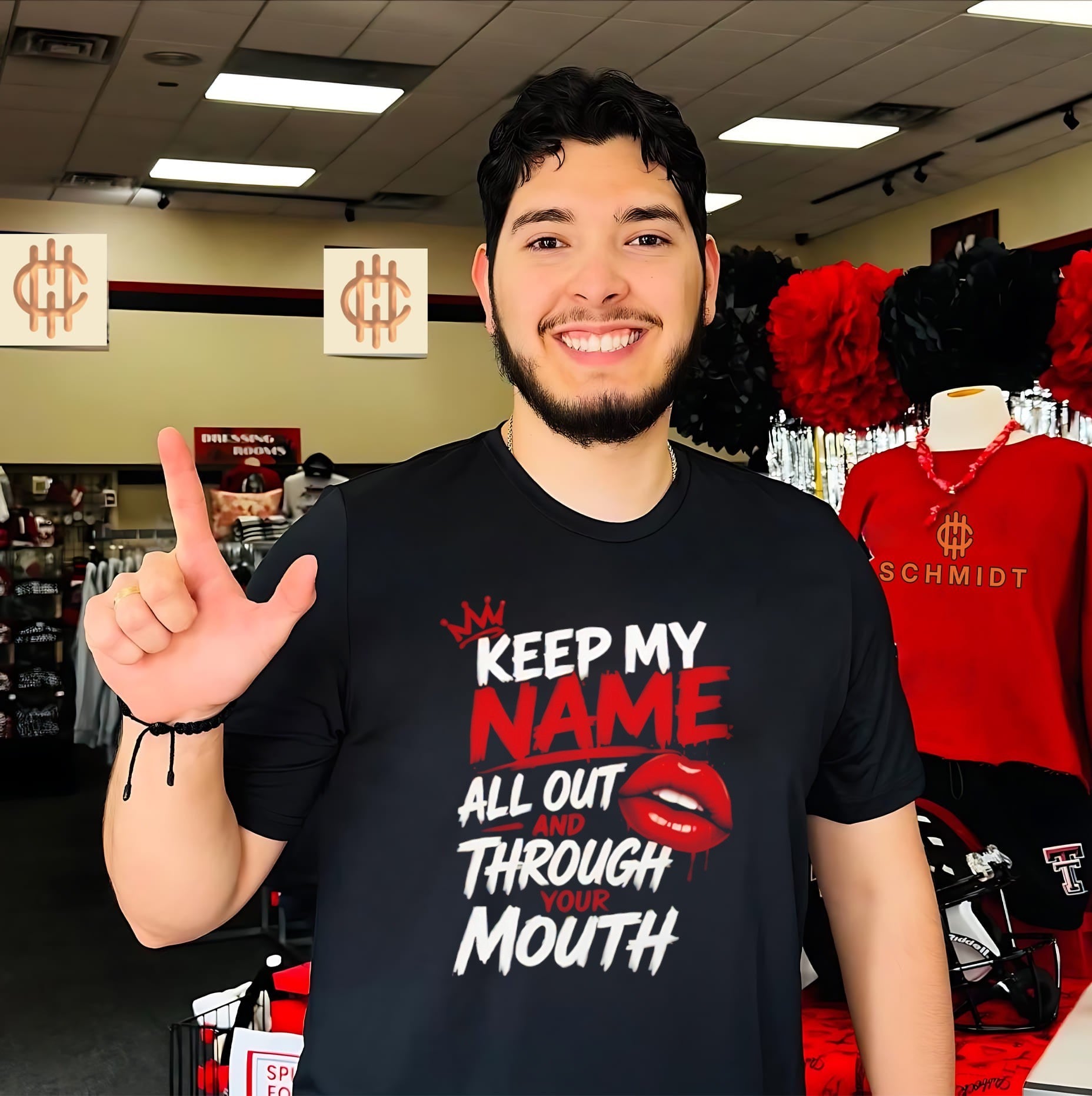 Keep my name all out and through your moth shirt