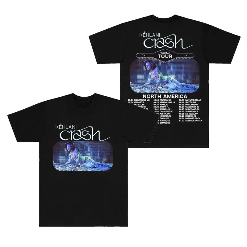Kehlani Crash World Tour Merch T-Shirts New Logo Tee Summer Women Men Fashion Short Sleeve Crewneck Hoodie, Sweatshirt