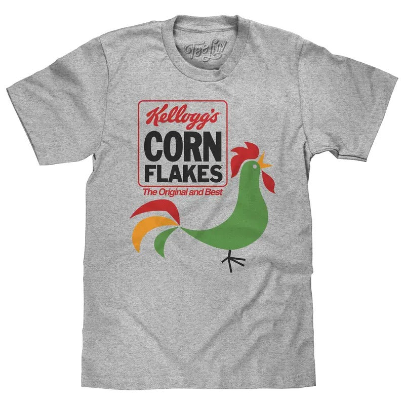 Kellogg's Corn Flakes Cereal Rooster T-Shirt - Athletic Gray Hoodie, Sweatshirt | HypeDripTees.com