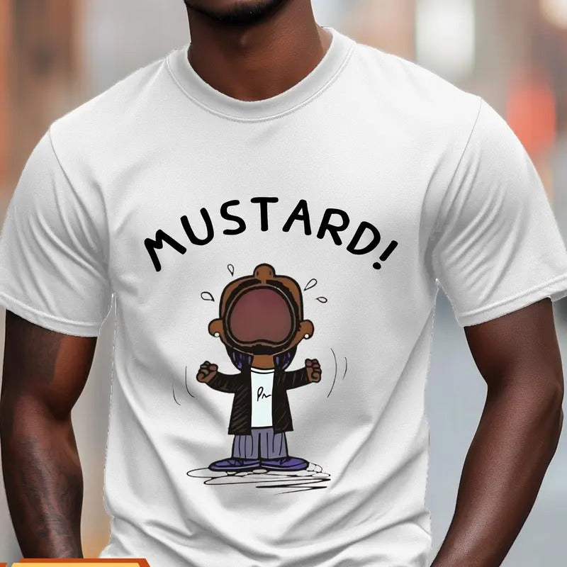 Kendrick Lamar MUSTARD Meme T-Shirt, Unisex Tee Shirt for Fans, Funny Hip Hop Graphic Top, Music Lover Apparel, Humorous...