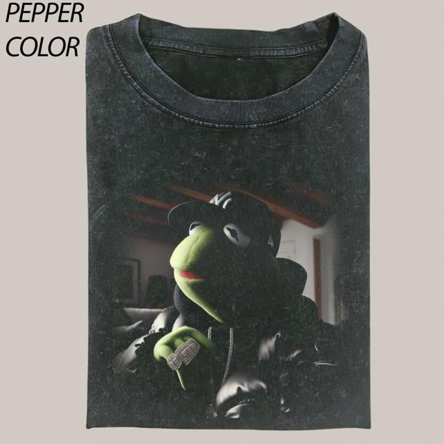 Kermit  GRILLZ Funny Graphic Tees - Vintage Short Sleeve T-Shirt for Women - 100% Cotton - All Seasons