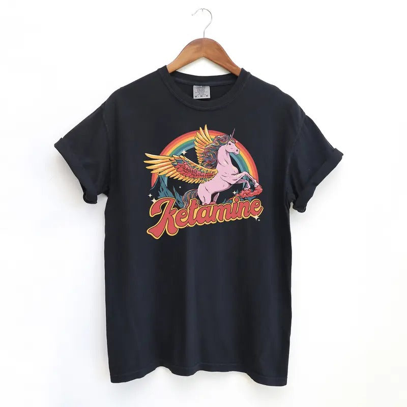 Ketamine Rainbow Tshirt, Funny Comfort Colors Shirt, Unicorn lover Horse Ketamine Shirt Fit Top Hoodie, Sweatshirt