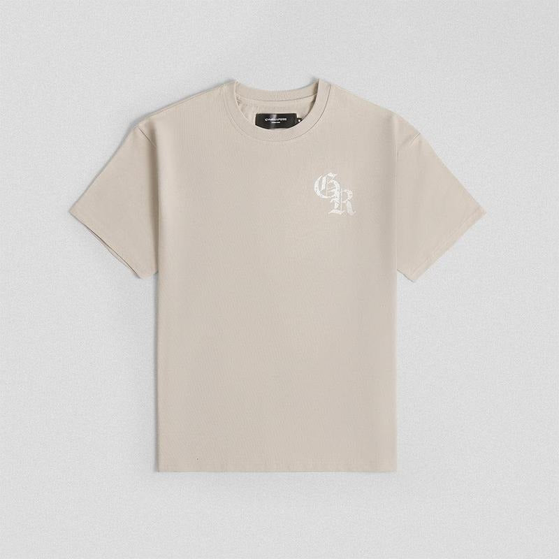 Khaki Gymreapers Men's Oversized Cotton T-shirt with Ribbed Crew Neck Collar Hoodie, Sweatshirt | HypeDripTees.com