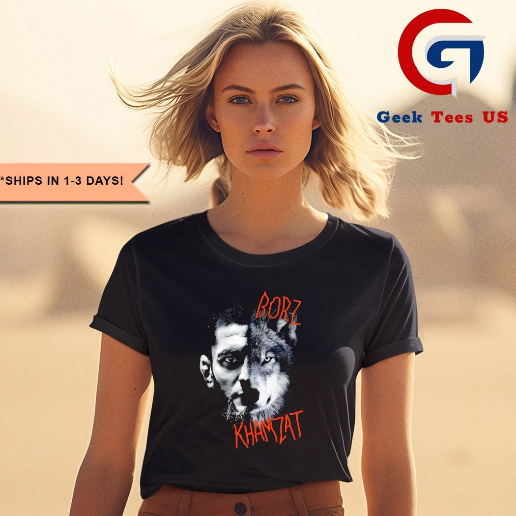 Khamzat Chimaev Borz face Wolf UFC shirt