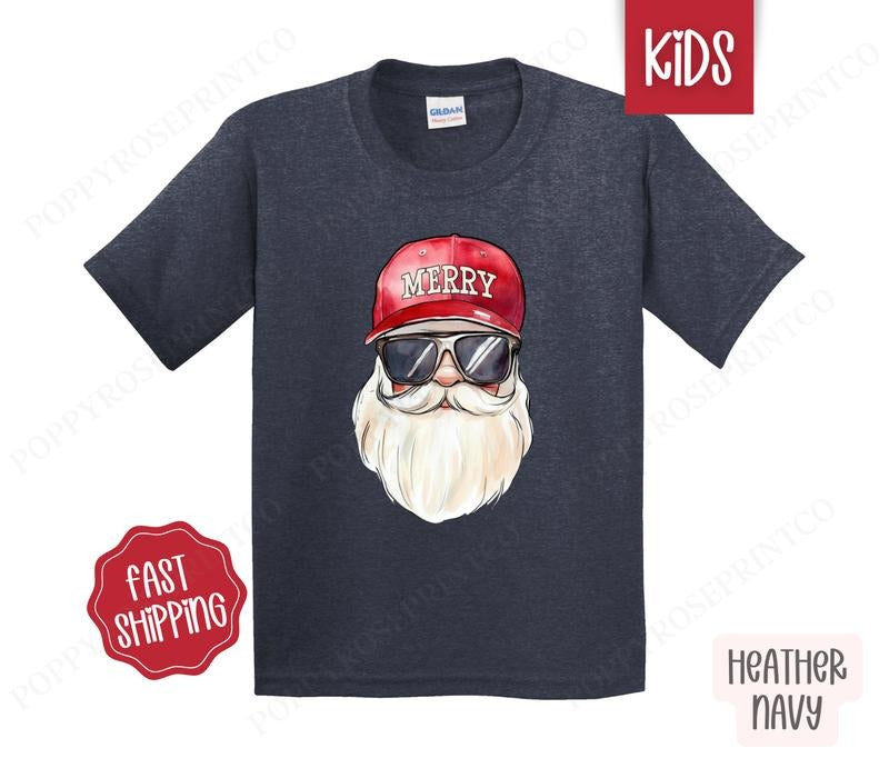 Kids Christmas Shirt - Cool Santa Children's Tshirt - Youth Holiday Tee Gildan Hoodie, Sweatshirt | HypeDripTees.com