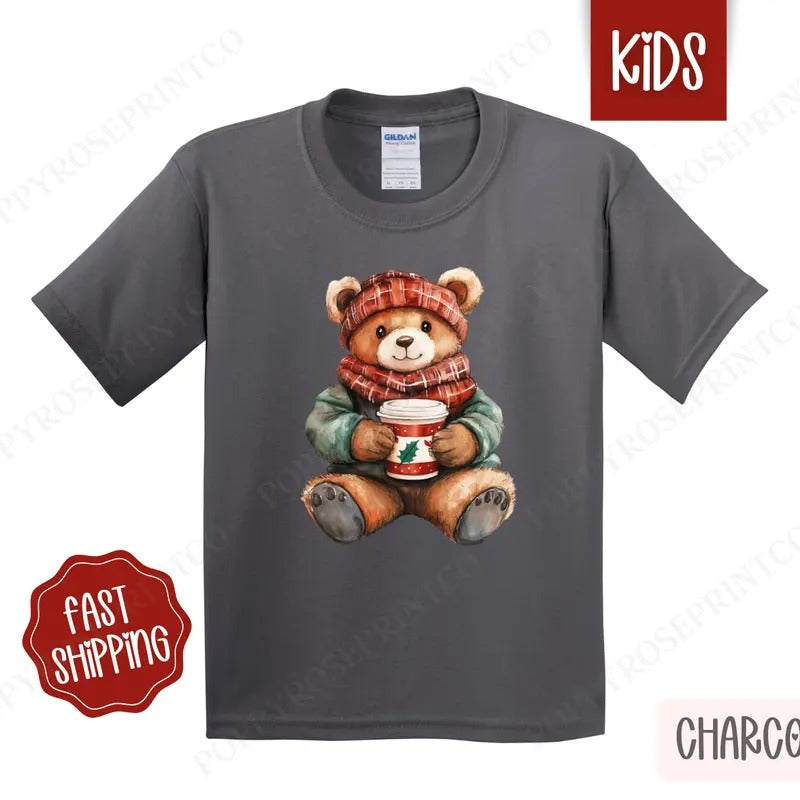 Kids Christmas Shirt - Holiday Bear Children's Tshirt - Youth Holiday Tee Gildan Hoodie, Sweatshirt | HypeDripTees.com
