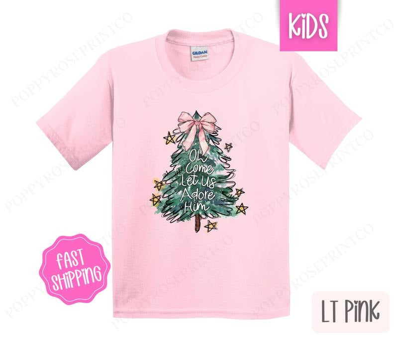 Kids Christmas Shirt - Oh Come Let Us Adore Him Children's Tshirt