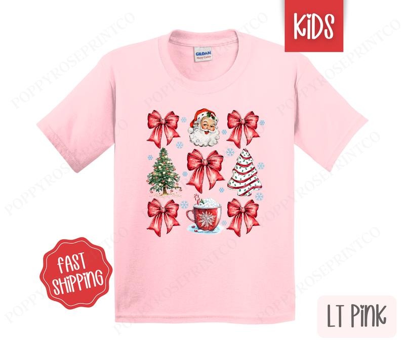 Kids Christmas Shirt - Red Coquette Santa Children's Tshirt - Youth Holiday Tee Gildan Hoodie, Sweatshirt | HypeDripTees.com