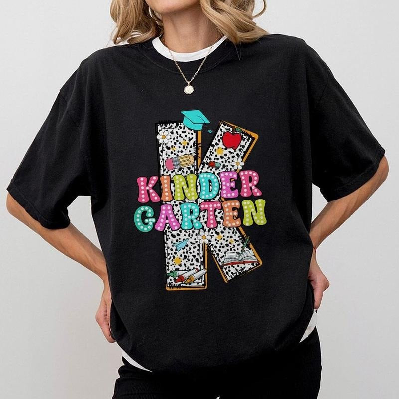 Kindergarten Teacher Shirts, Back To School Gift, Retro Back to School T-shirts, Shirts For Women, Team Grade Teacher...